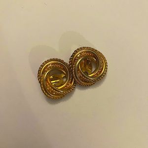 Clip on Thrifted gold circular earnings